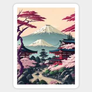 Serene Mount Fuji Sunset - Peaceful River Scenery Sticker